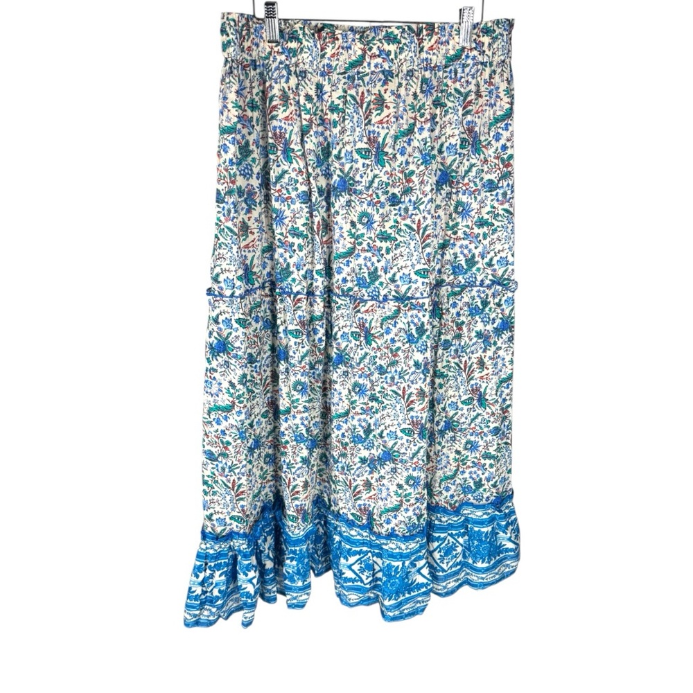 Tuckernuck Blue Distressed Chintz Prado Skirt NWT XXL Tiered Maxi - Picture 2 of 9